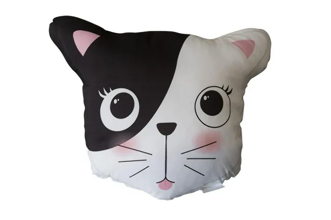 Poduszka przytulanka 40x40 D-105 Kotek łatka biała czarna kształtka kot koteczek cat dekoracyjna