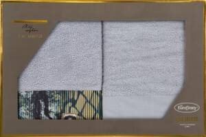 Komplet ręczników w pudełku 50x90 2szt Carla srebrny Eurofirany