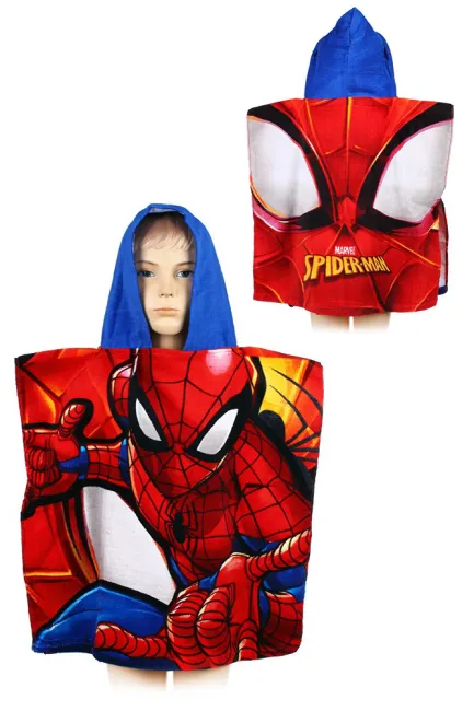 Poncho dla dzieci 55x110 Spiderman 4529 Człowiek Pająk ręcznik z kapturem