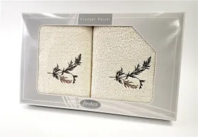 Komplet ręczników w pudełku 2 szt 50x90 70x140 Gift kremowy wzór 1 Frotex