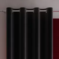 VELVI Zasłona gotowa na przelotkach, szerokość 140 x wysokość 250cm, kolor 111 czarny VELVI0/ZGP/111/140250/1