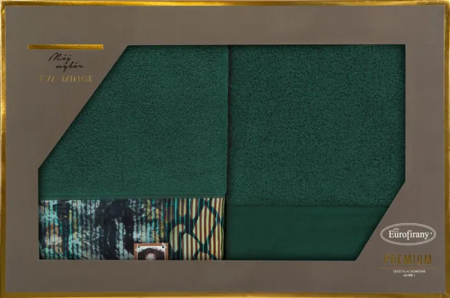 Komplet ręczników w pudełku 50x90 2szt Carla zielony ciemny Eurofirany