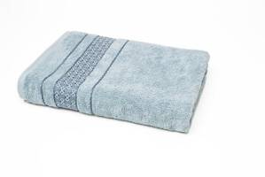 Ręcznik Luksor 50x90 turkusowy frotte 500 g/m2 jednobarwny z bordiurą o geometrycznym wzorze