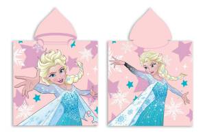 Poncho dla dzieci 50x100 Frozen Elsa Kraina Lodu różowe 8251 ręcznik z kapturem dziecięce dla dziewczynki Elza