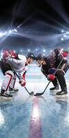 Ręcznik plażowy 70x140 Hokej na lodzie Ice hockey 9725 bawełniany łyżwy gra w hokeja zawodnicy młodzieżowy