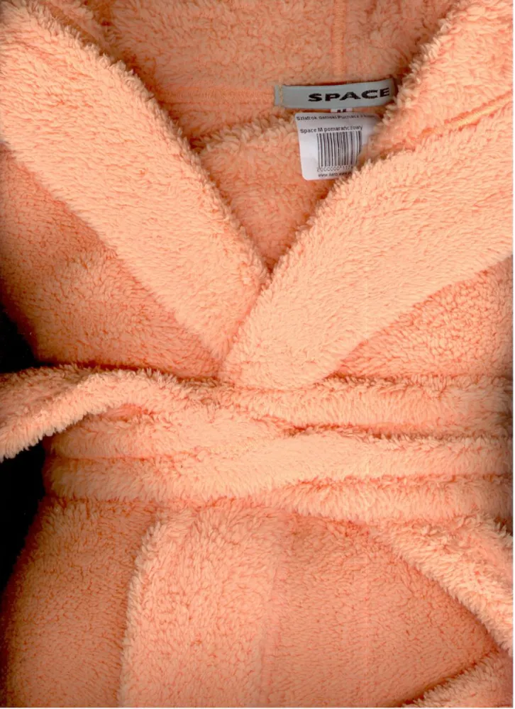 Szlafrok damski Puchacz z kapturem Space rozmiar XL pomarańczowy