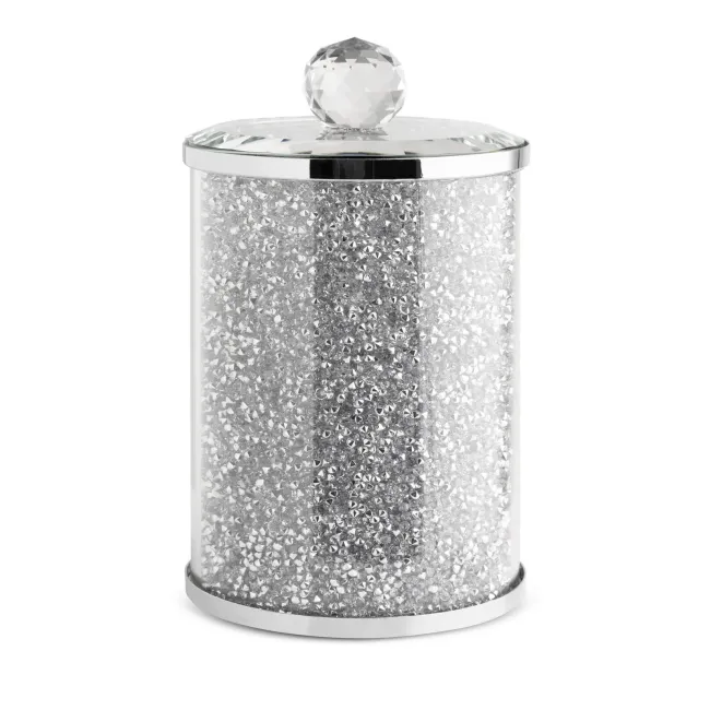 Pojemnik Ventosa 10x17 srebrny do przechowywania z kryształkami w stylu glamour Eurofirany