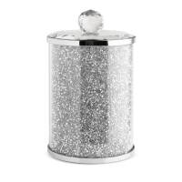 Pojemnik Ventosa 10x17 srebrny do przechowywania do przechowywania z kryształkami w stylu glamour Eurofirany