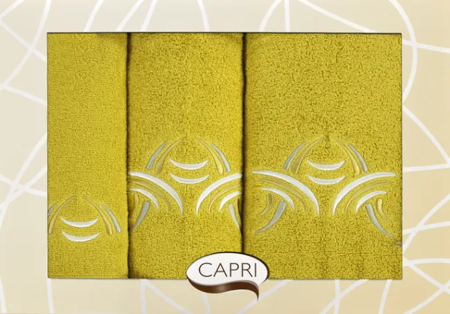 Komplet ręczników w pudełku Capri 3 cz. Rak/08 oliwka+krem Eurofirany