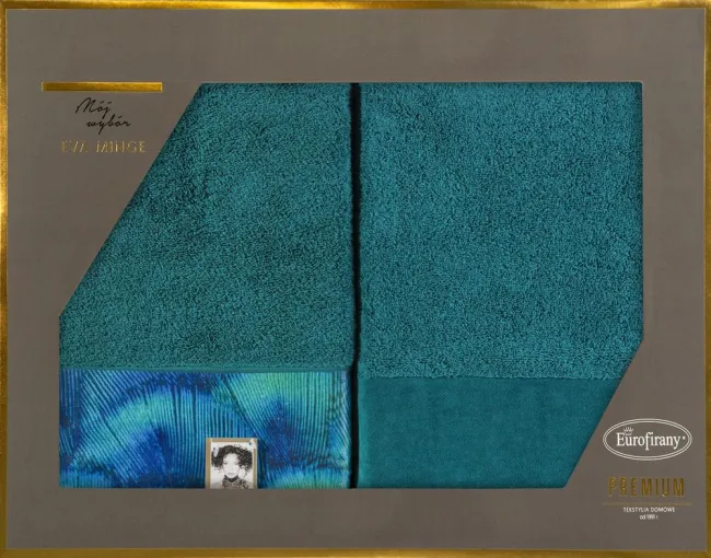 Komplet ręczników w pudełku Camila 2szt 70x140 turkusowy 500g/m2 frotte Eva Minge Eurofirany