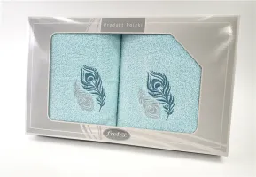 Komplet ręczników w pudełku 2 szt 50x90 70x140 Gift aqua wzór 2 Frotex