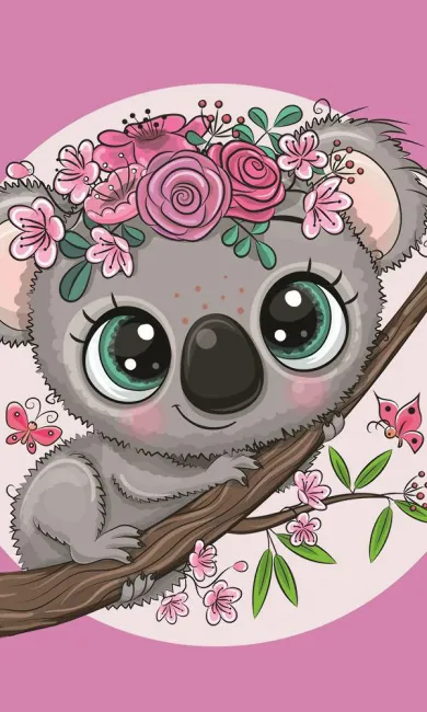 Ręczniczek do przedszkola 30x50 Koala Miś różowy 7005 kwiaty dziecięcy bawełniany do rąk