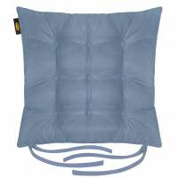 Poduszka siedzisko 40x40x8 Ada dżinsowa niebieska na krzesło welurowa z wiązaniem dekoracyjna Eurofirany