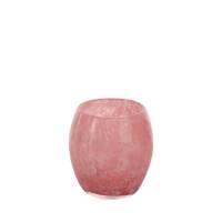 Świecznik 10x10 Pilar różowy ze szkła artystycznego Eurofirany