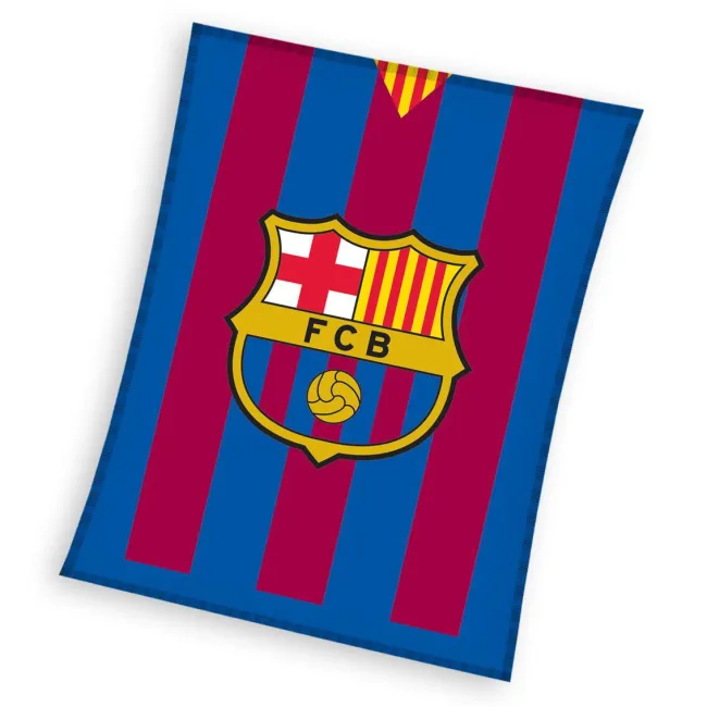 Koc polarowy 110x140 FC Barcelona Logo pasy Carbotex