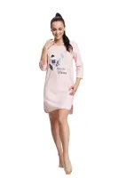 Koszula damska 12 oversize różowa XL pudrowa piórka krótka rękaw 3/4 nocna bawełniana
