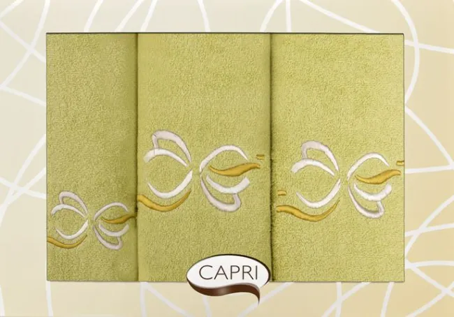Komplet ręczników w pudełku Capri 3 cz. Agnes/10 pistacja+krem Eurofirany