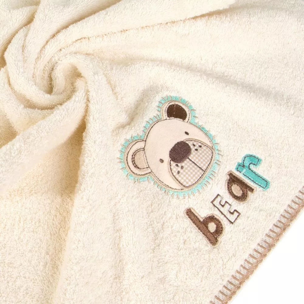 Ręcznik dziecięcy 70x140 Baby 26 kremowy niebieski miś 450g/m2 Eurofirany