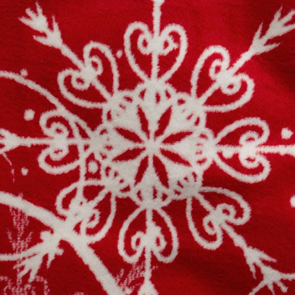 Koc świąteczny 150x200 Santa biały        czerwony bawełniany akrylowy Eurofirany