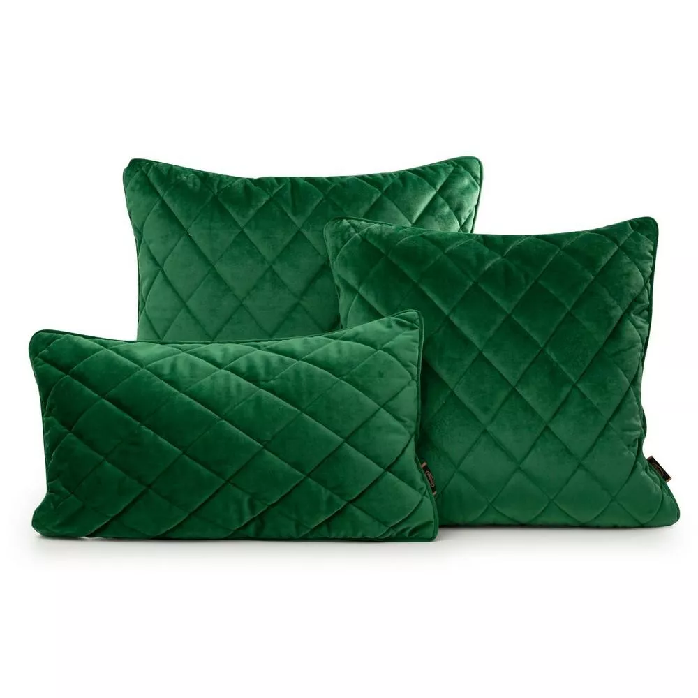 Poduszka dekoracyjna 30x50 Velvet 29 G zielona ciemna welwetowa geometryczna Eurofirany