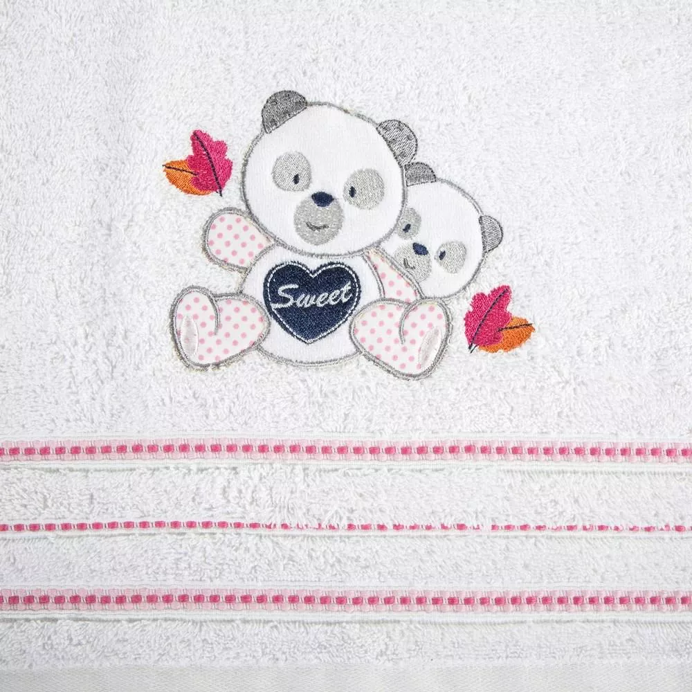 Ręcznik dziecięcy 50x90 Baby 1 biały różowy miś 450g/m2