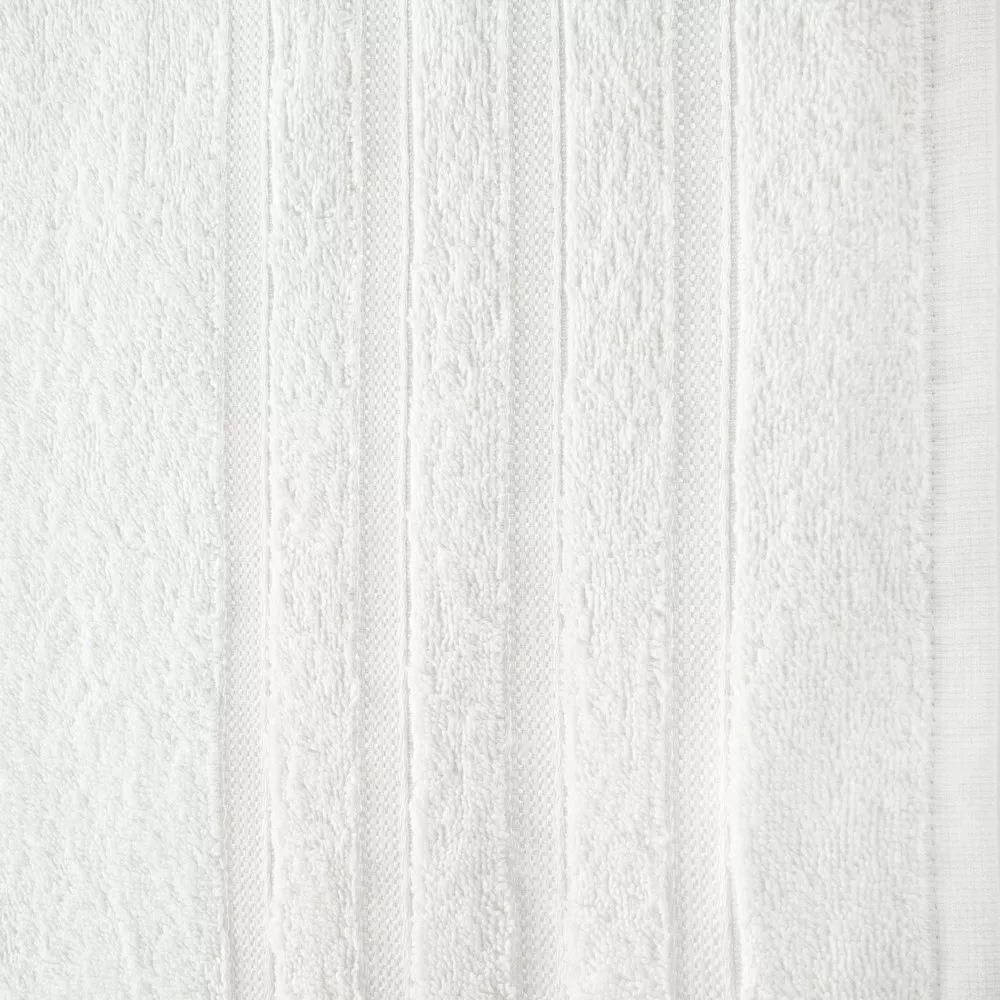 Ręcznik Jade 50x90 biały frotte 500g/m2 bawełniany bordiura w delikatne pasy Eurofirany