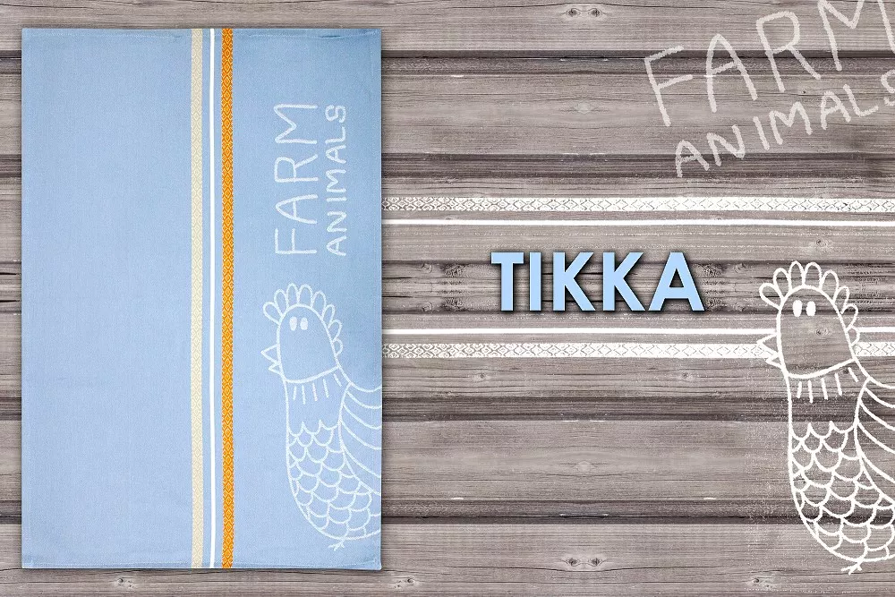 Ściereczka kuchenna 50x70 Tikka Farm animals kurka niebieska Gusto