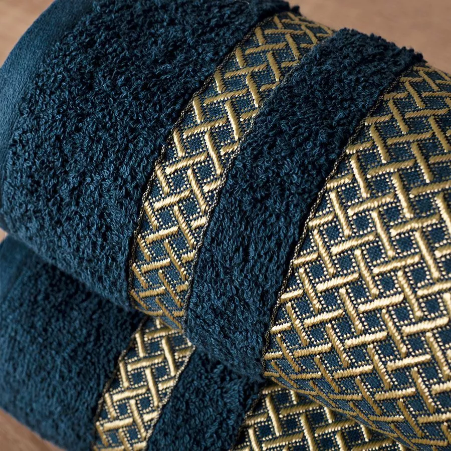 LIONEL Ręcznik, 70x140cm, kolor 110 granatowy ze złotą bordiurą LIONEL/RB0/110/070140/1