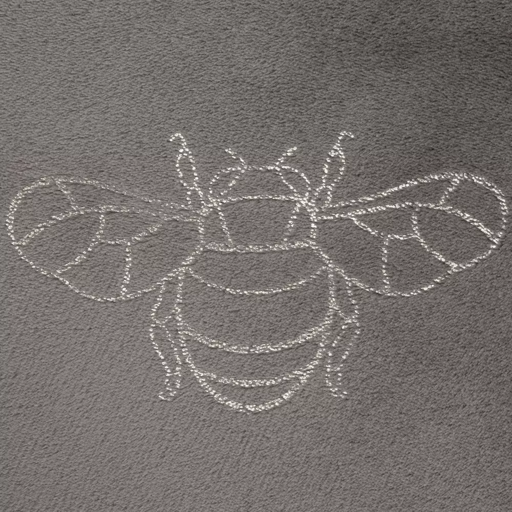 Koc narzuta z mikrofibry 150x200 Stela grafitowy z błyszczącym nadrukiem pszczoły Eurofirany
