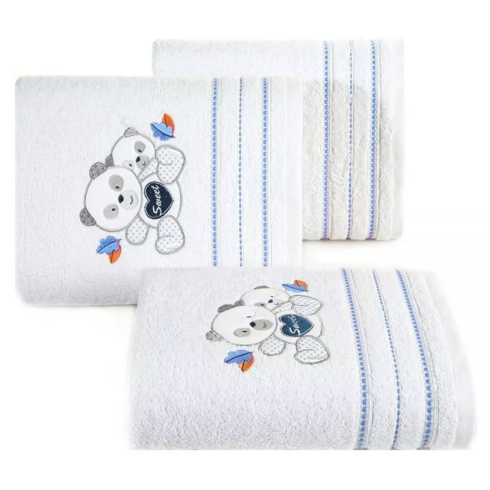 Ręcznik dziecięcy 70x140 Baby 1 biały niebieski miś 450g/m2