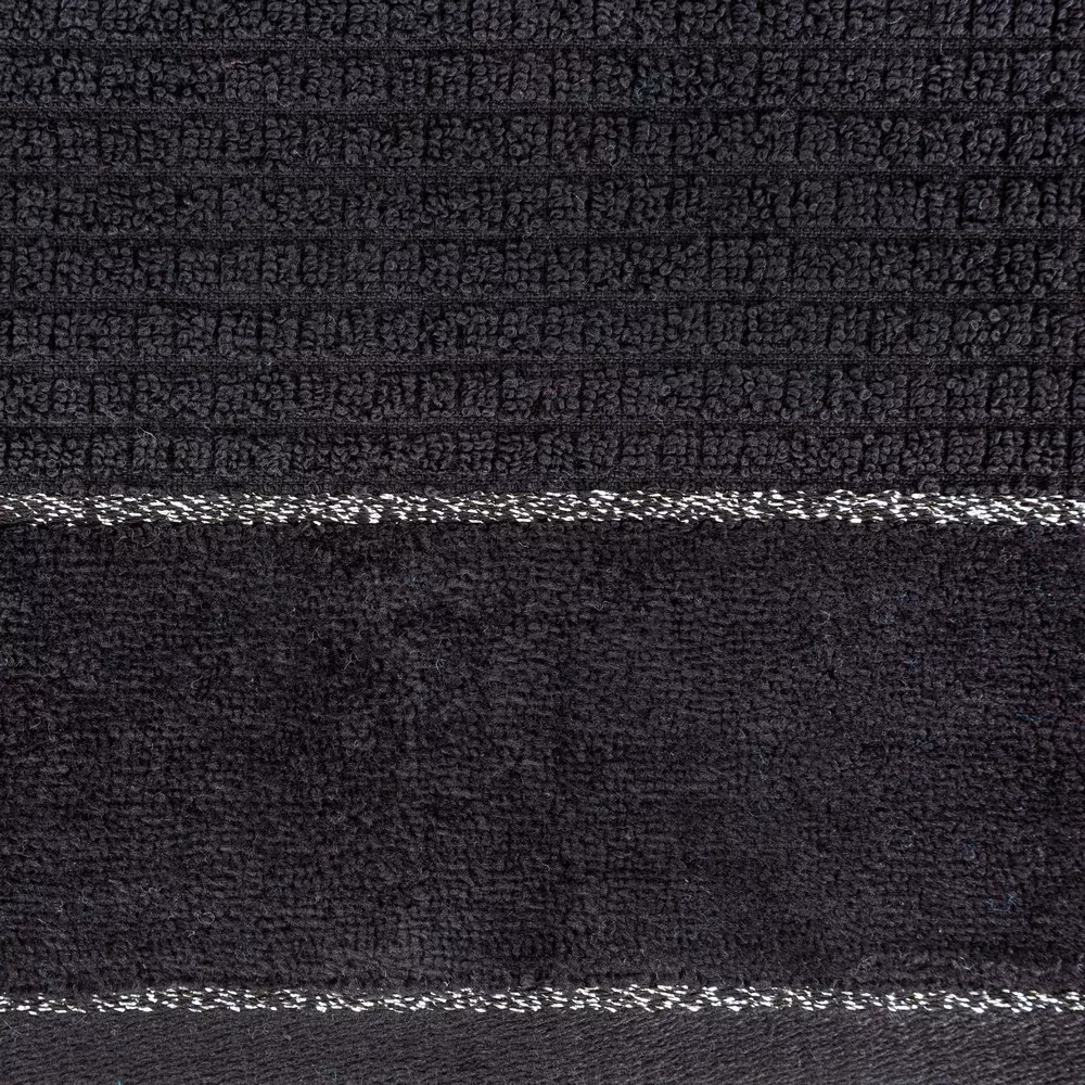 Ręcznik Glory 2 70x140 czarny z welurową bordiurą i srebrną nicią 500g/m2 frotte Eurofirany