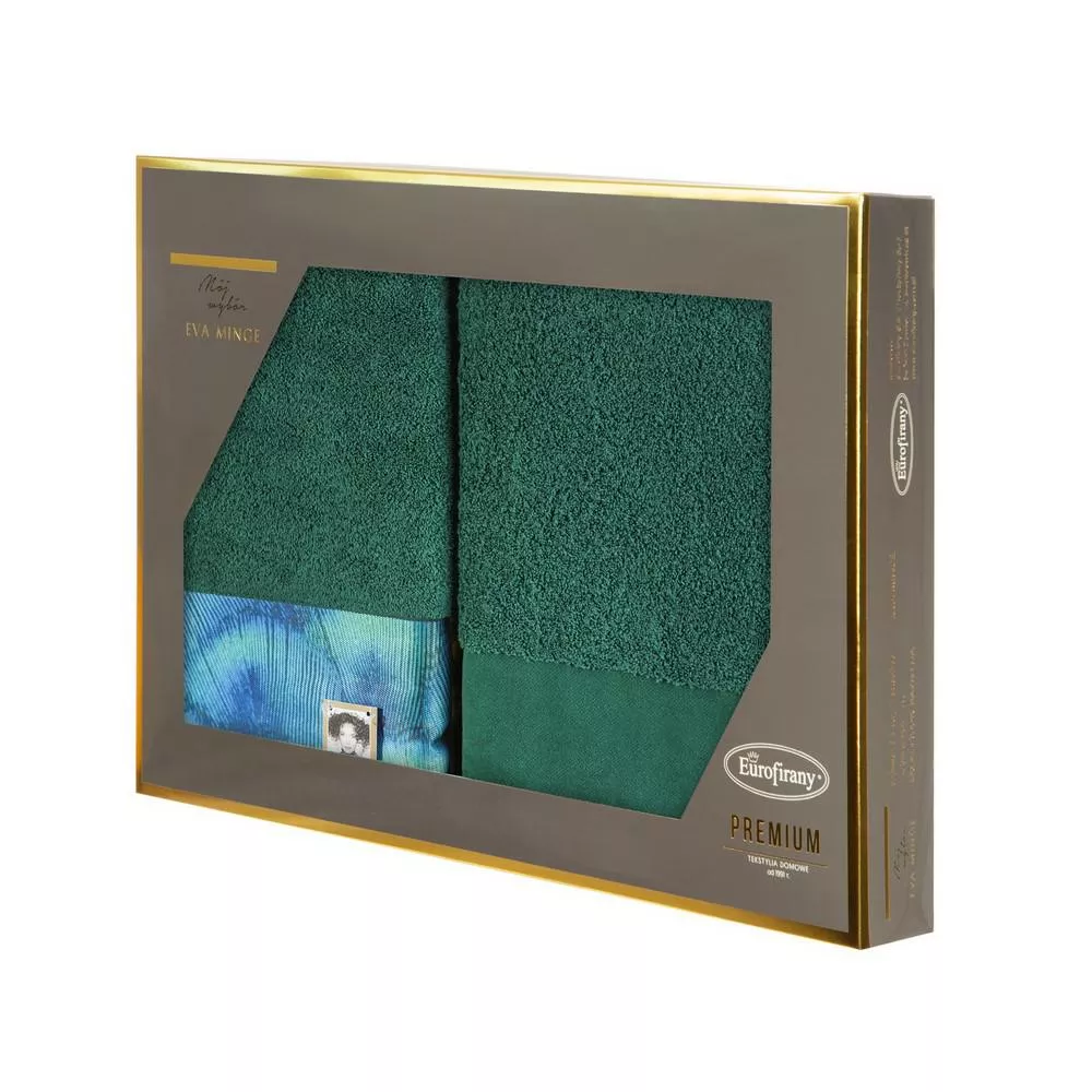 Komplet ręczników w pudełku Camila 2szt 50x90 zielony ciemny 500g/m2 frotte Eva Minge Eurofirany