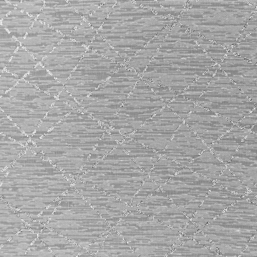 Zasłona 140x250 Fibi biała srebrna geometria gotowa na przelotkach z lekkiej tkaniny