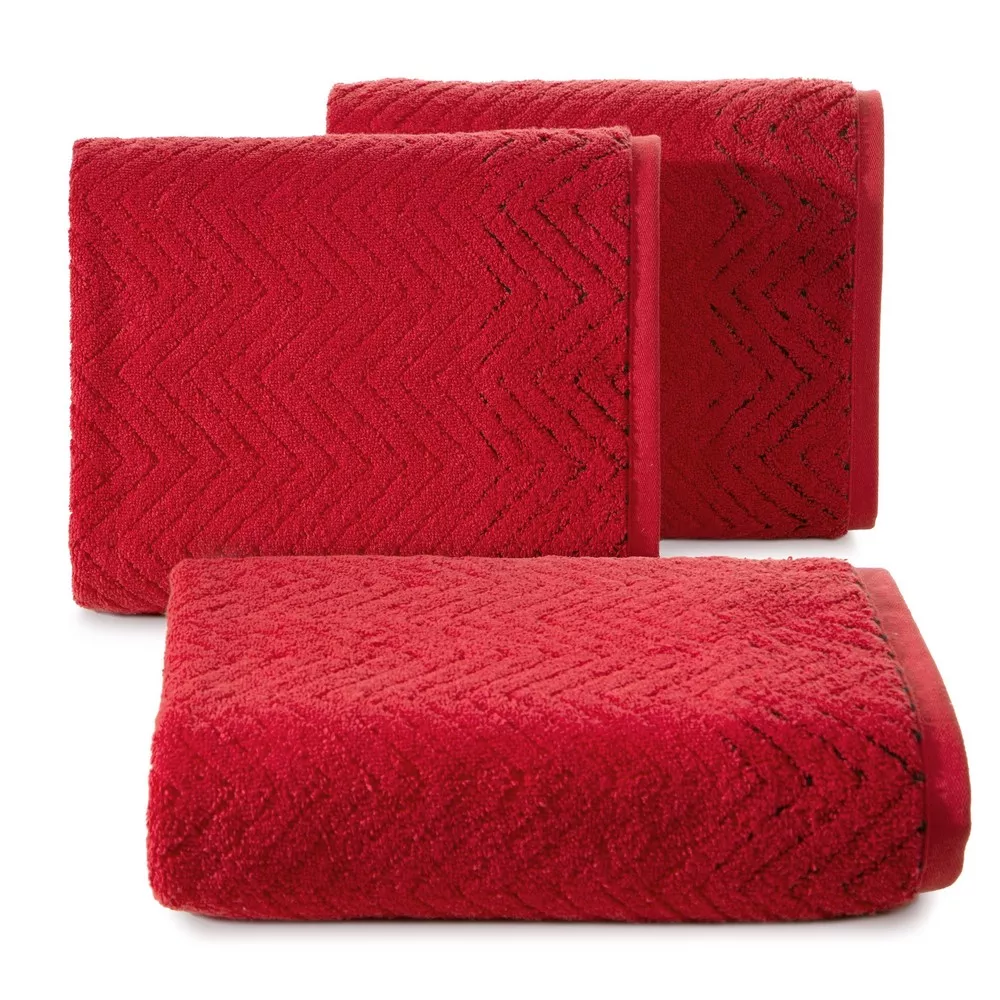 Ręcznik Indila 30x50 czerwony 550g/m2 frotte geometryczny wzór Eurofirany