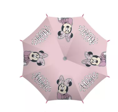 Parasolka dla dzieci Myszka Mini 5211 Minnie Mouse różowy szary parasol szara rączka