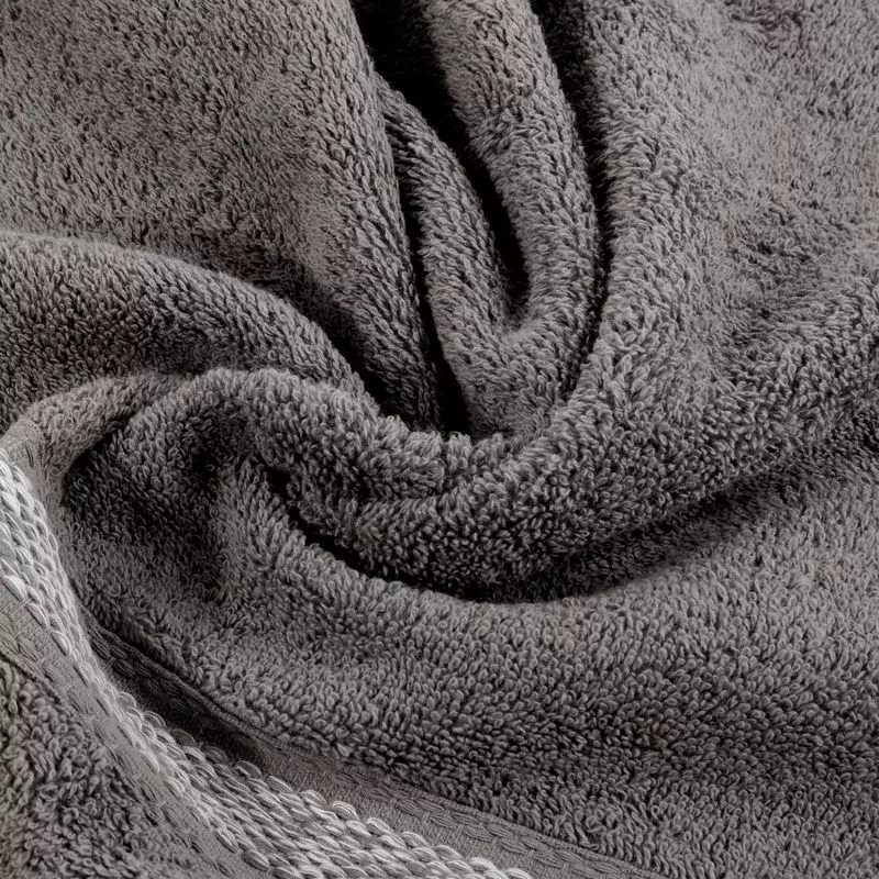 Ręcznik 100x150 Altea stalowy z ozdobną bordiurą z melanżowym pasem frotte 500 g/m2 Eurofirany