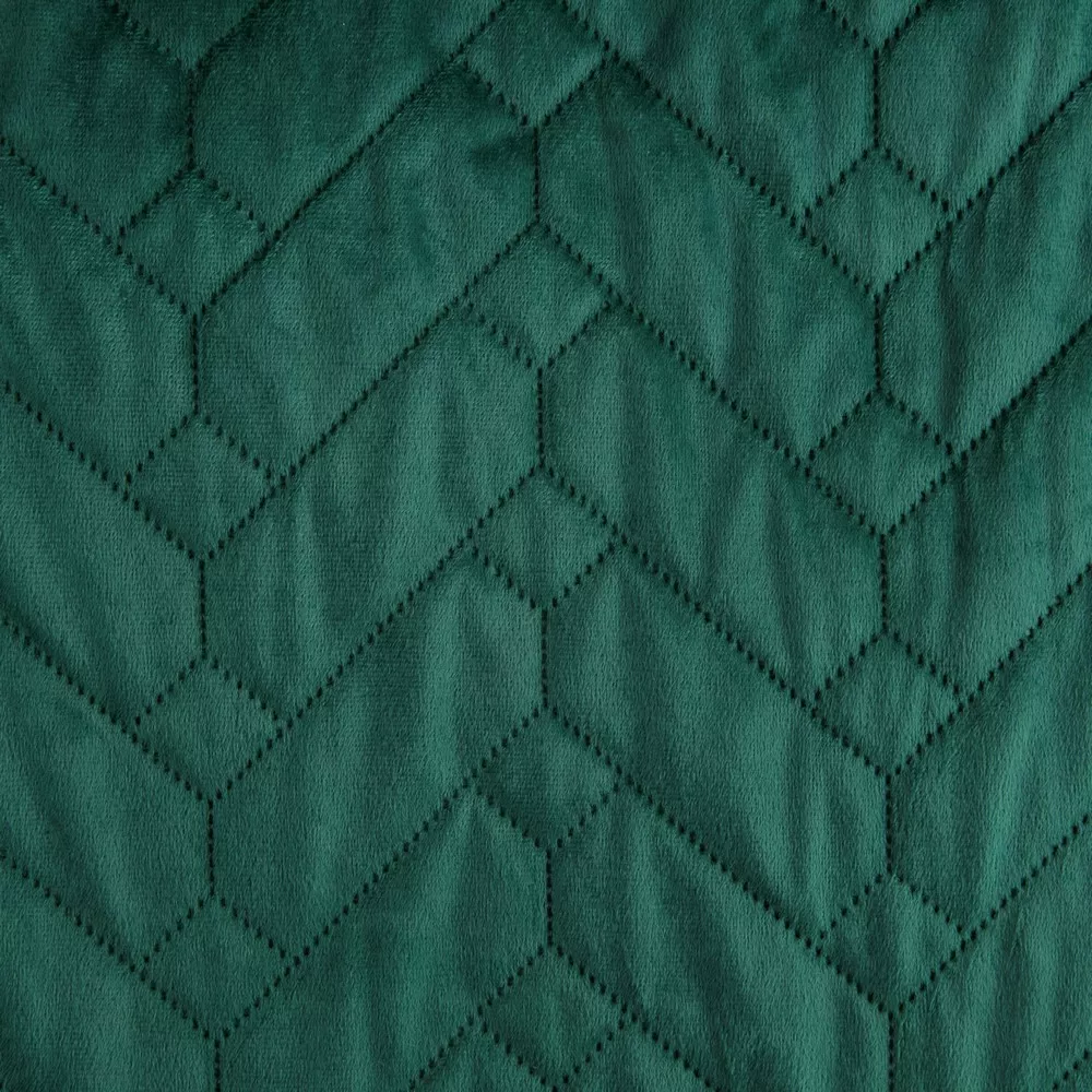 Narzuta dekoracyjna na fotel 70x160 Luiz zielona ciemna welwetowa dwustronna geometria