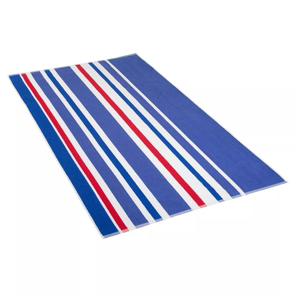 Ręcznik plażowy 90x150 Maine niebieski czerwony paski ZJ-7443R frotte 420g/m2 Clarysse