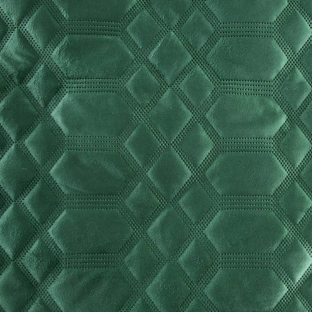 Narzuta dekoracyjna 230x260 Ariel 2 zielona ciemna welwetowa wzór geometryczny Eurofirany