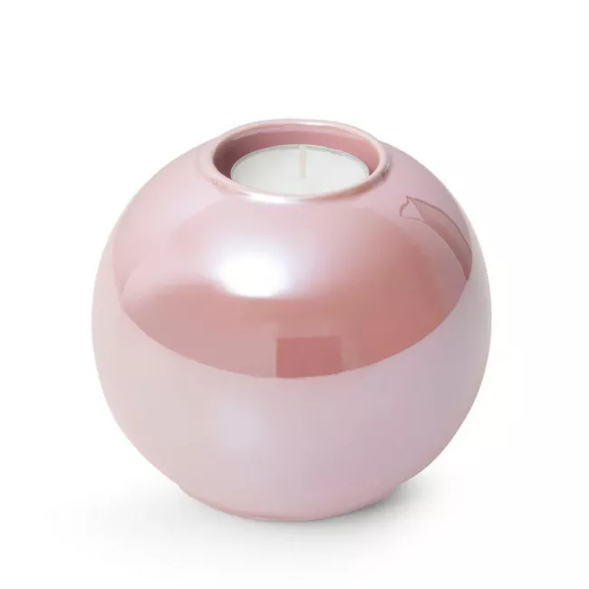 Świecznik ceramiczny Simona 1 12x12x11 różowy z perłowym połyskiem 02 Eurofirany