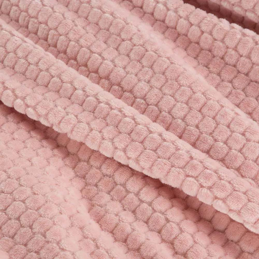 Koc narzuta z mikrofibry 150x200 Zoe pudrowy różowy plaster miodu dekoracyjny geometria Eurofirany