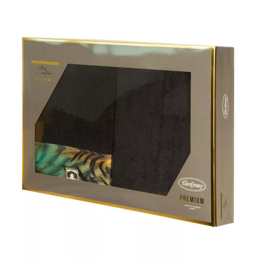 Komplet ręczników w pudełku Collin 2szt 70x140 czarny 500g/m2 frotte Eva Minge Eurofirany