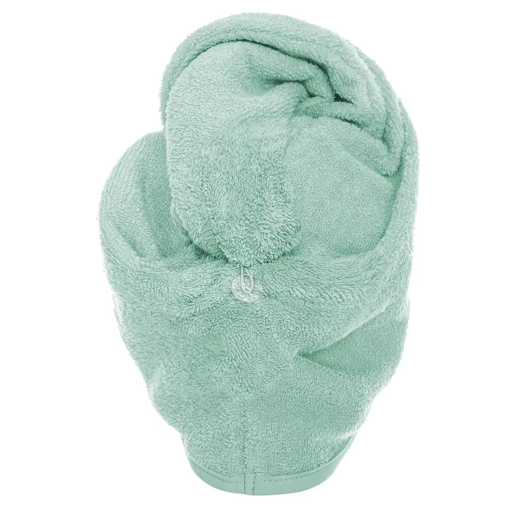 Turban do włosów Button miętowy kąpielowy ręcznik frotte