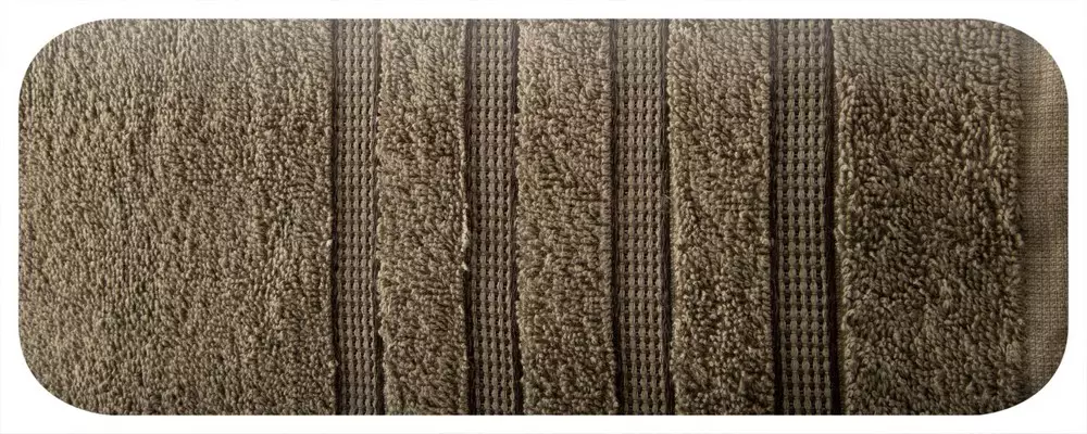 Ręcznik Jade 70x140 brązowy jasny frotte 500g/m2 bawełniany bordiura w delikatne pasy Eurofirany