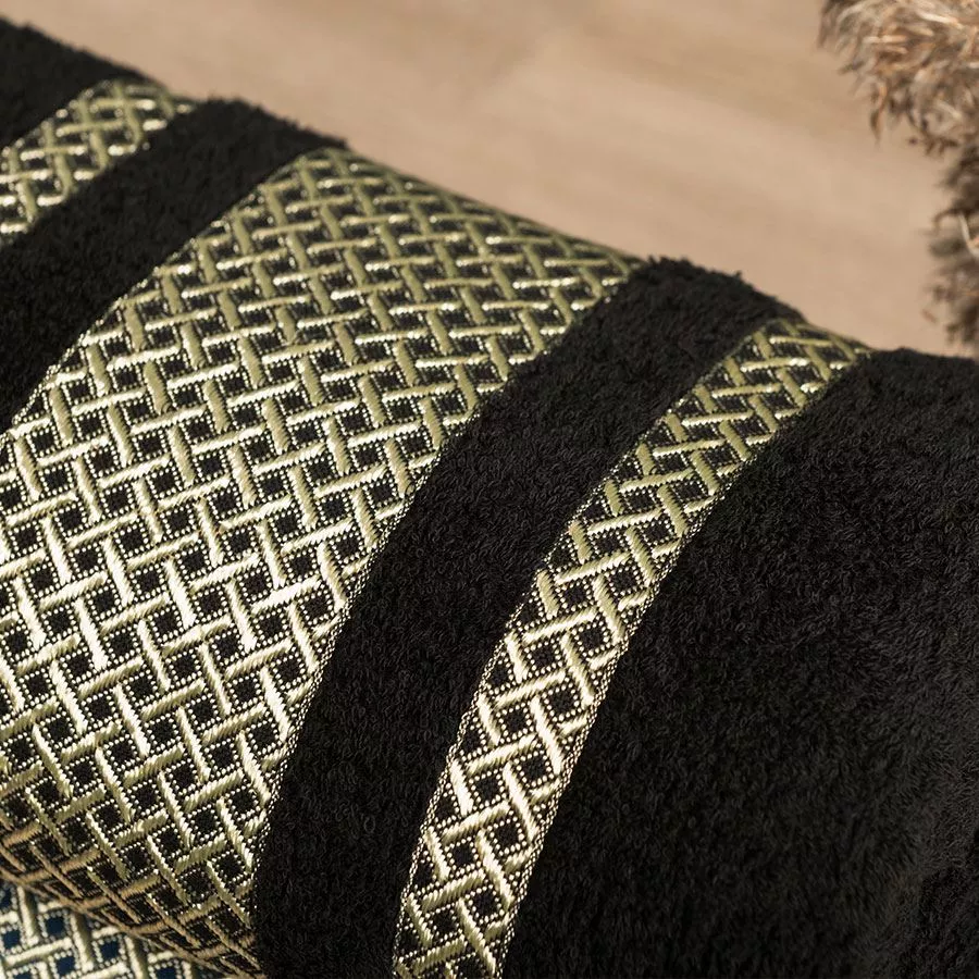LIONEL Ręcznik, 70x140cm, kolor 256 czarny ze złotą bordiurą LIONEL/RB0/256/070140/1