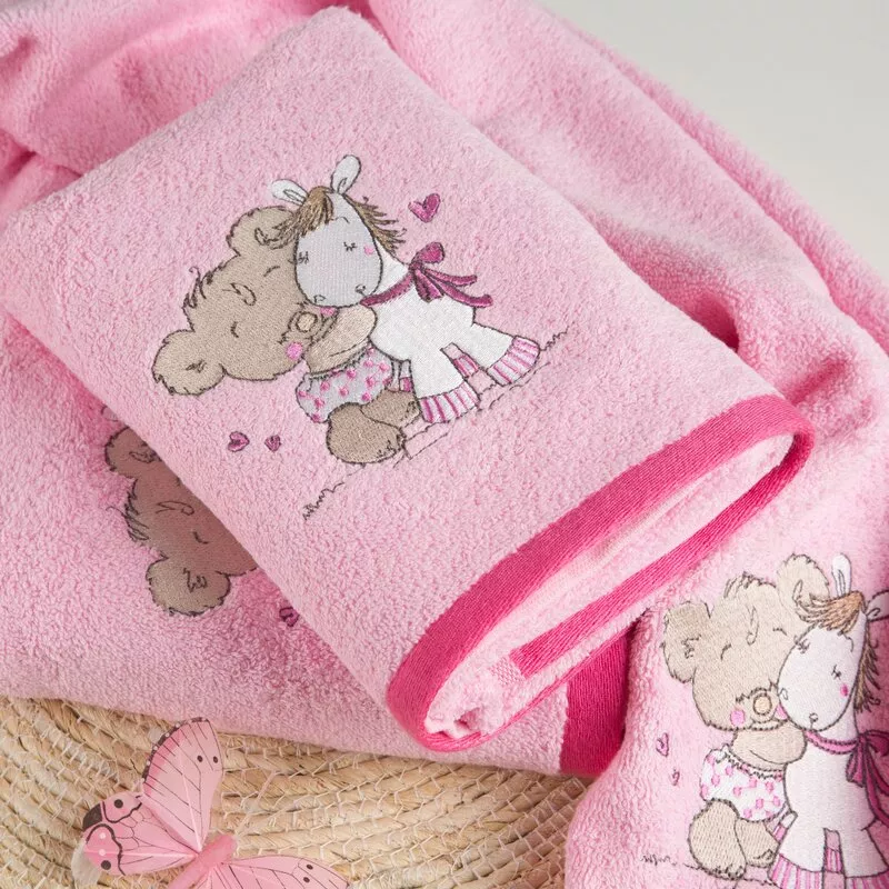 Ręcznik dziecięcy 50x90 Baby 43 różowy    miś jednorożec 450g/m2 Eurofirany