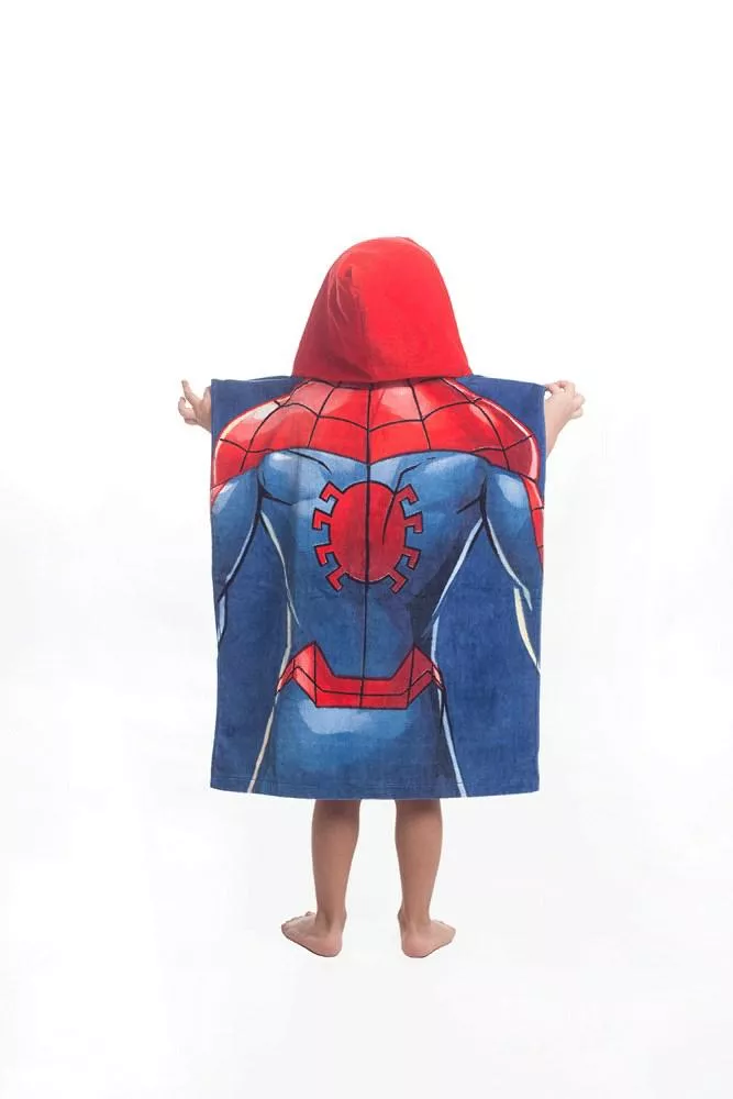 Poncho dla dzieci 50x115 Spiderman niebieski 7753 ręcznik z kapturem