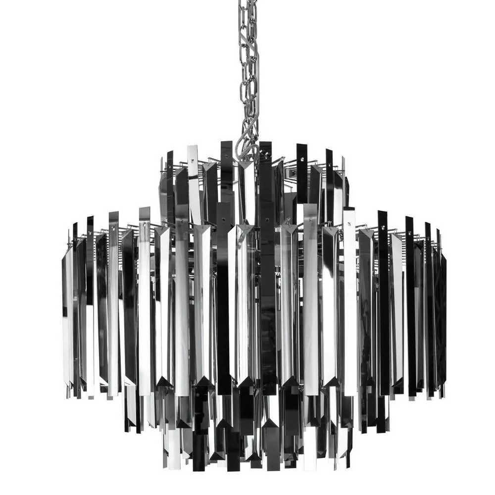 Lampa wisząca sufitowa Dorothy 70x57 dekoracyjna srebrna z metalowych i kryształowych elementów do salonu sypialni styl nowoczesny klasyczny glamour