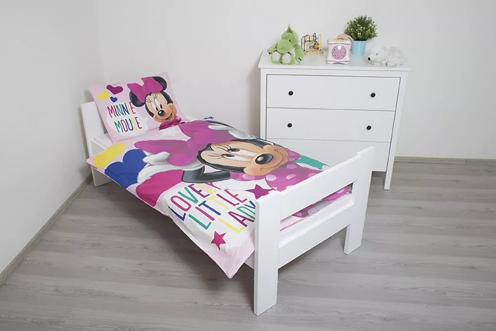 Pościel bawełniana 100x135 Myszka Mini 4547 Minnie Mouse różowa do łóżeczka