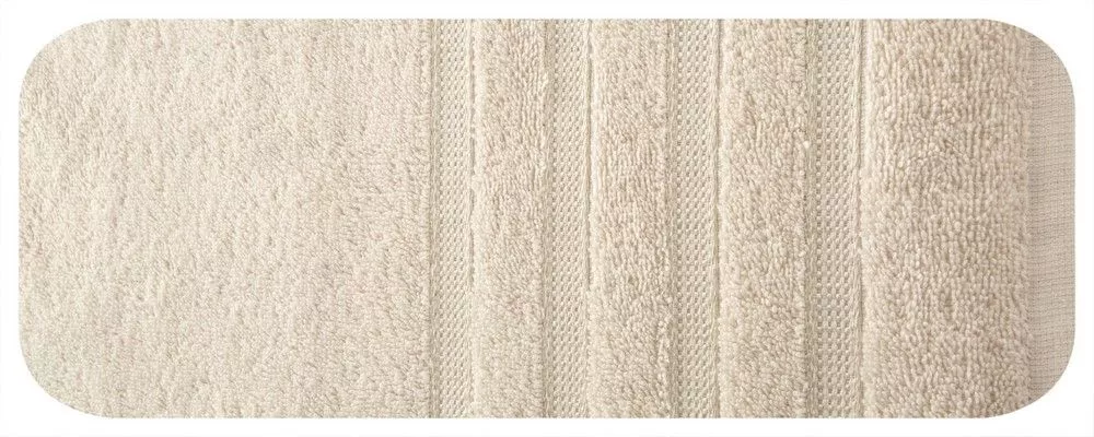 Ręcznik Jade 70x140 beżowy frotte 500g/m2 bawełniany bordiura w delikatne pasy Eurofirany